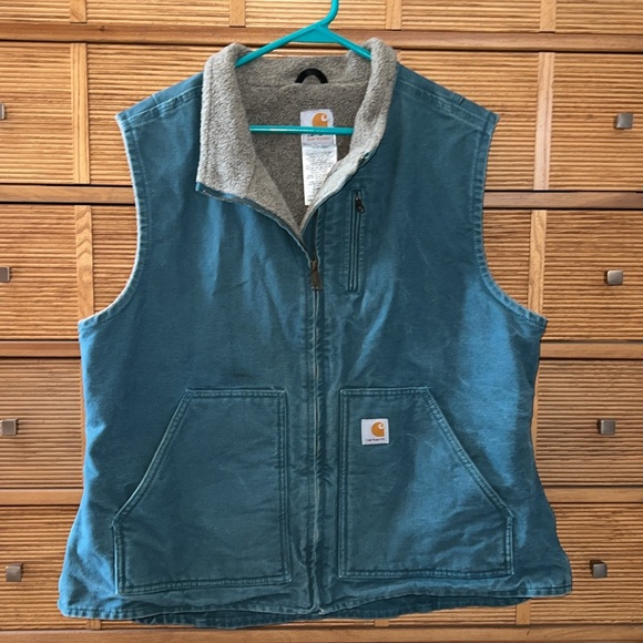 VINTAGE CARHARTT TEAL MOCK NECK VEST